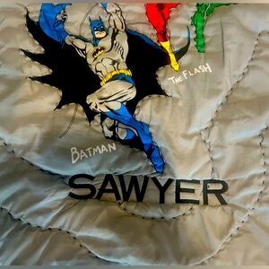 Pottery Barn superhero sleeping bag - with name “SAWYER”